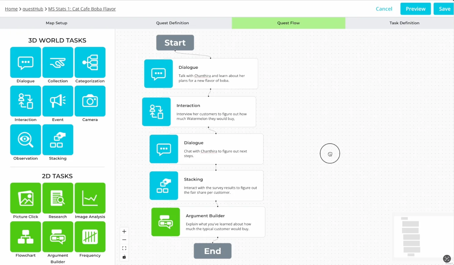 The Tyto Authoring Studio quest-flow editor